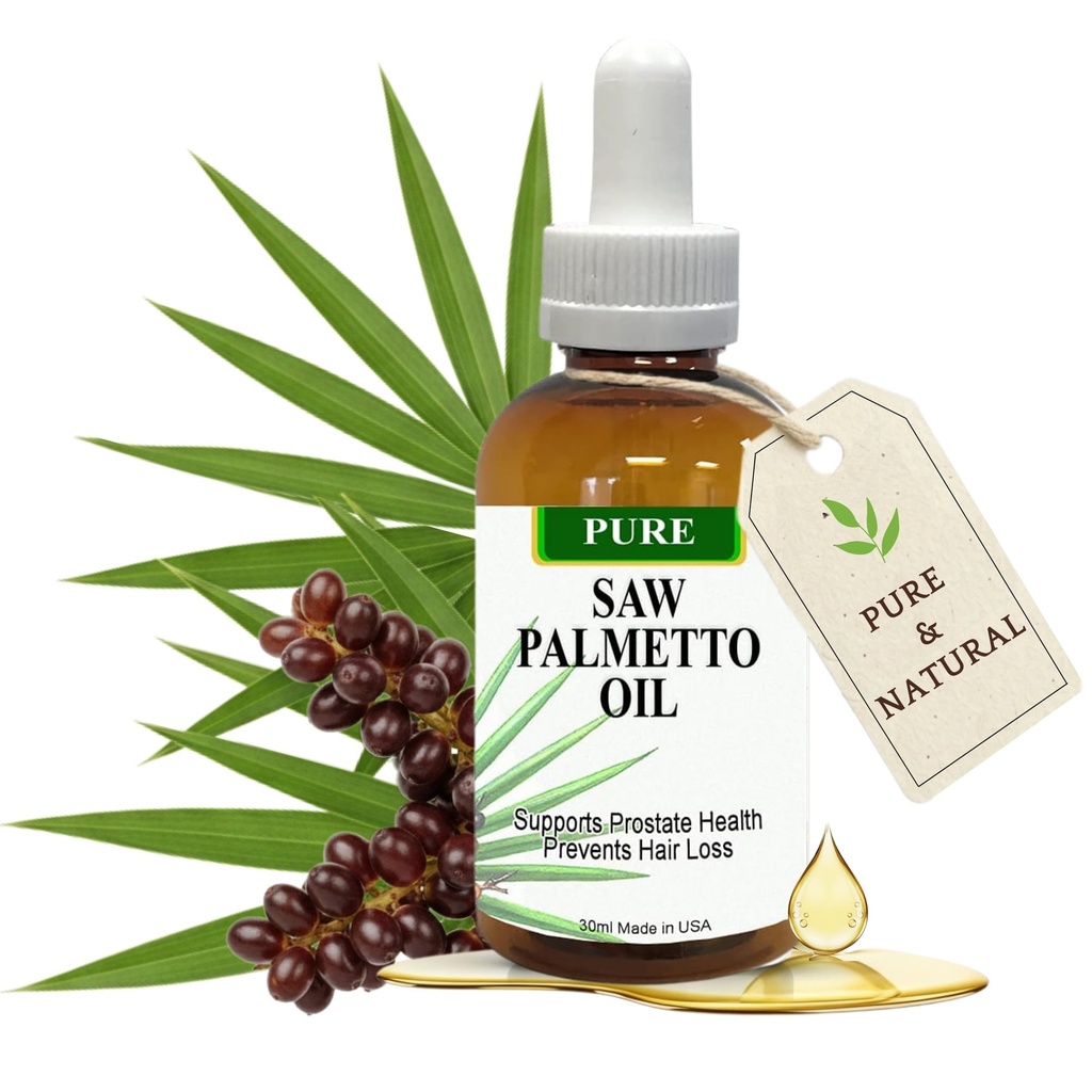 Pure Saw Palmetto Oil – 95-98% Extrait organique concentré – Palmetto de scie liquide pour hommes et femmes – Alternative aux capsules et poudre – 1 Fl Oz