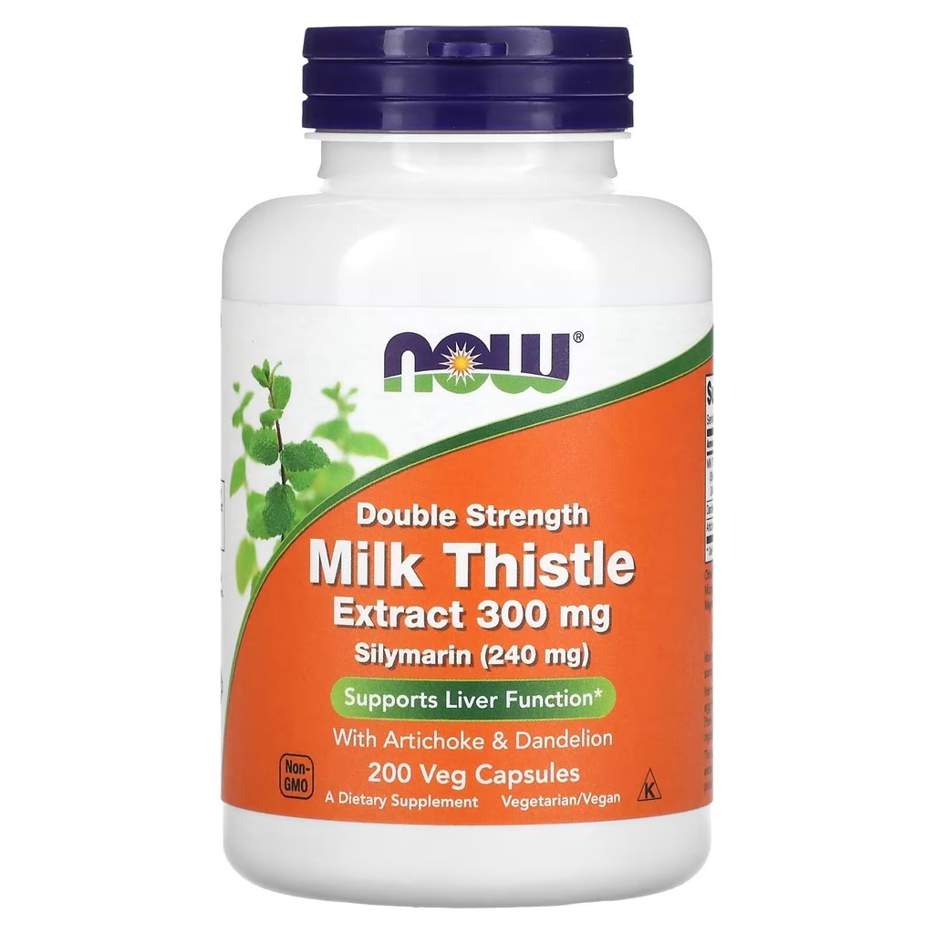 MAINTENANT compléments alimentaires, extrait de chardon de lait silymarin 300 mg avec artichaut et dandelion, double résistance, soutient la fonction hépatique*, 200 gélules