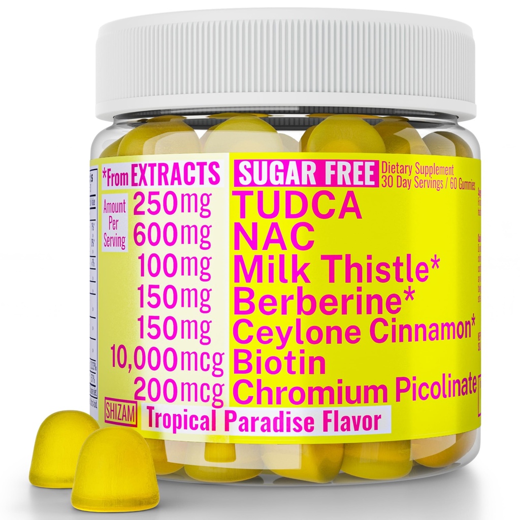Gummies sans sucre Gummies avec du picolinate de chrome TUDCA NAC biologique Ceylan Cinnamon Lait Thistle Berberine.