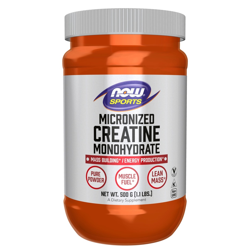 MAINTENANT Aliments Sports Nutrition, poudre de créatine micronisée 500 g, bâtiment de masse*/production d'énergie*, 1,1-Pound