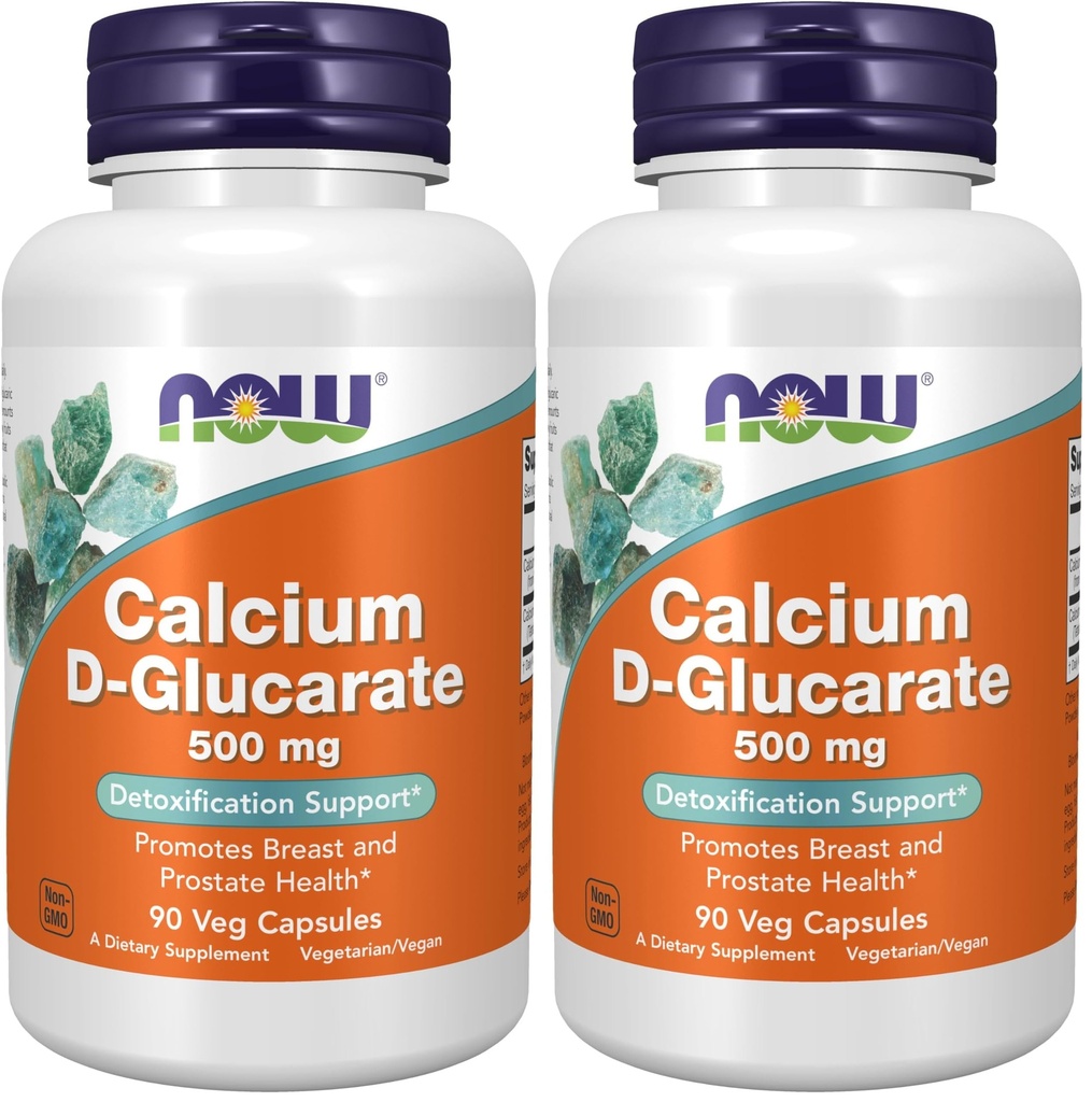 MAINTENANT Aliments suppléments, calcium D-Glucarate 500 mg, soutien à la désintoxication*, 90 gélules, (paquet de 2)