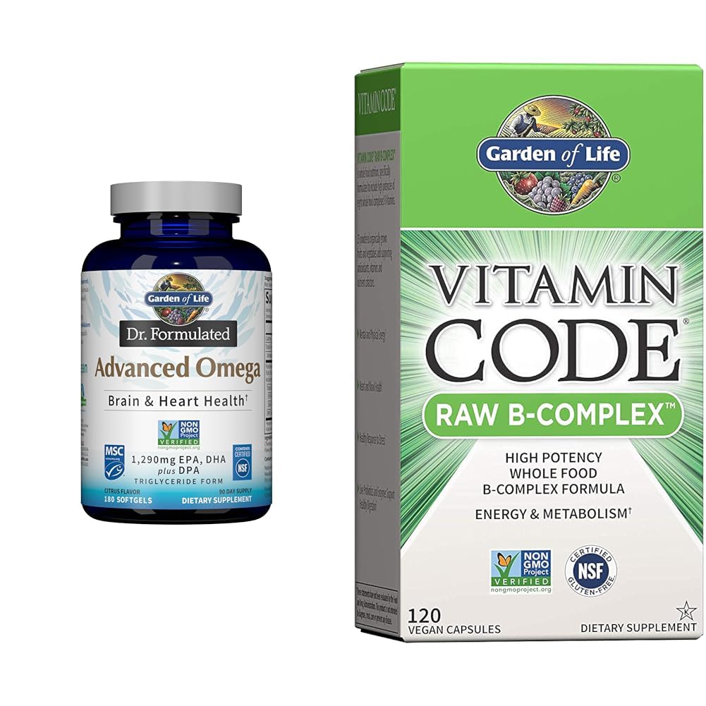Jardin de la vie Dr. Formulé Omega Fish Oil & Vitamine B Complex - Vitamine Code Raw B Complex - 120 Capsules Vegan