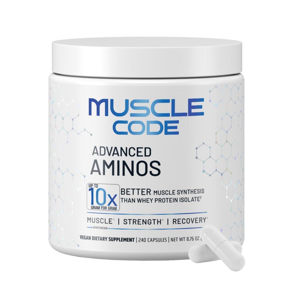 NAUTILUS Muscle Code Capsules essentielles d'acide aminé – Synthèse musculaire et réparation et force – Sans aromatisé – 60 portions – cliniquement étudié – 0g sucre, kéto, végétalien, sans gluten, sans lait