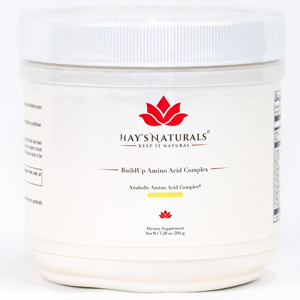 Hay's Naturals BuildUp - Advanced Amino Acid Complex | BCAA Powder with All Essential Amino Acids for Lean Muscle Growth, Enhanced Strength & Recovery | 30 Servings |Natural Lemon Flavoring