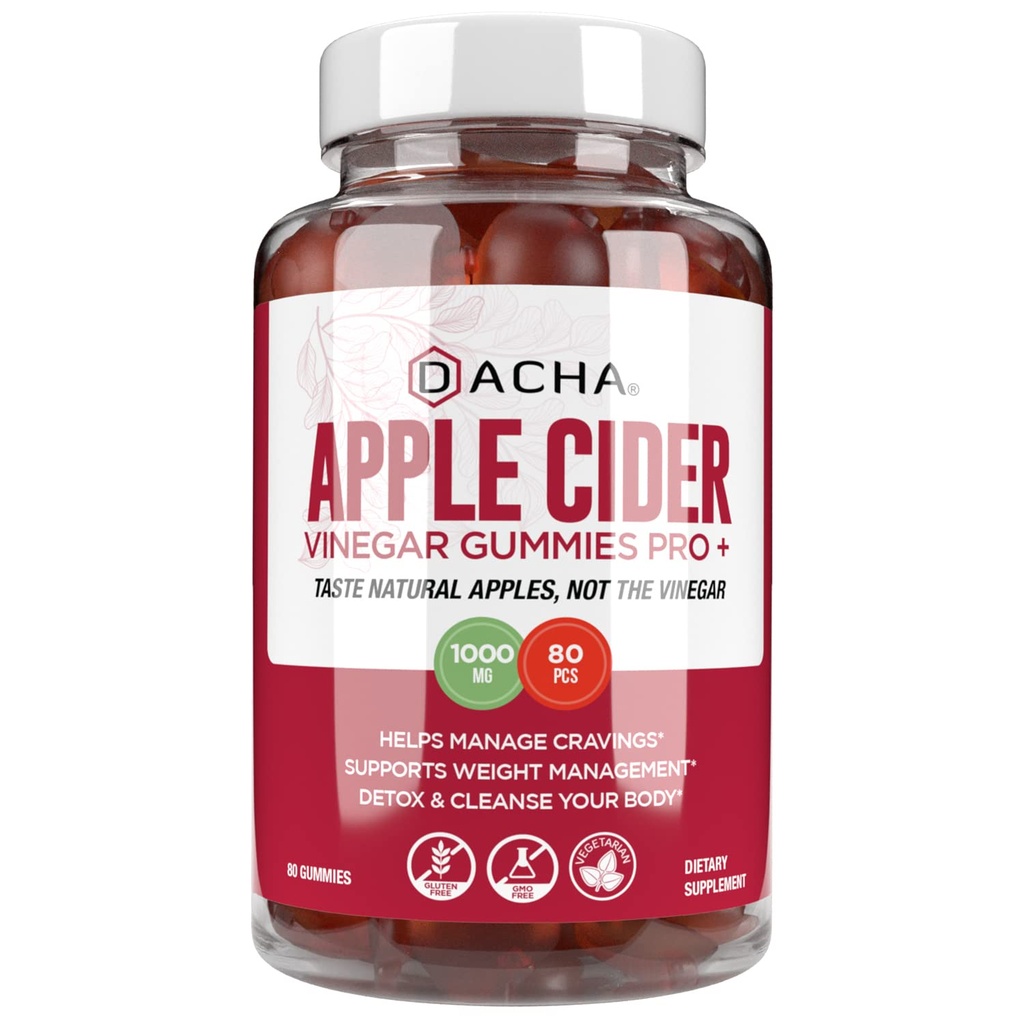Gommies de vinaigre de cidre de pomme premium – 80 Nombre, 1000mg cru, biologique, non filtrée vinaigre de cidre de pomme de la mère, pas collant, Immune, détox, Fitness & Acid Reflux Heartburn Pomegranate racine de betterave vitamine B9 B12