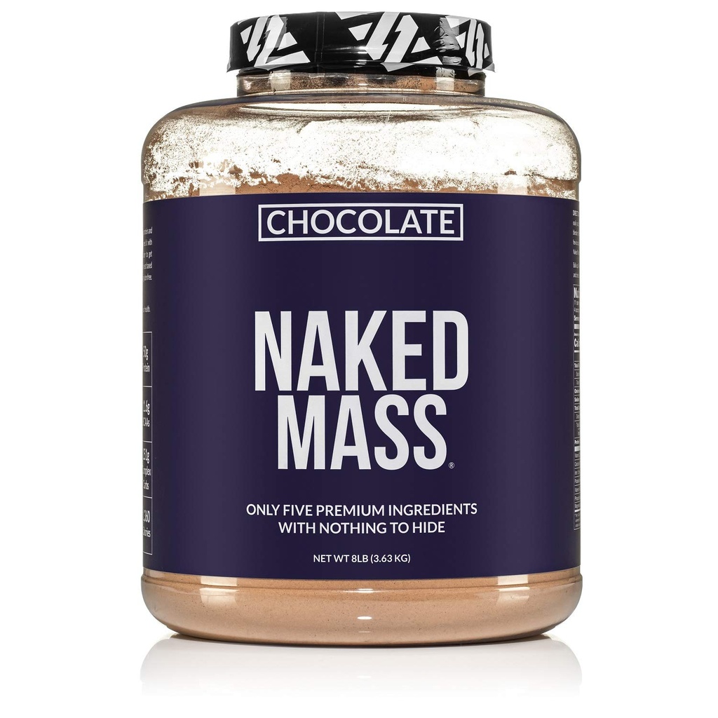 NAKED Chocolate Mass Gainer - Toute la poudre naturelle de protéines gaineuses - 8 lb en vrac, sans OGM, sans gluten et sans soja.