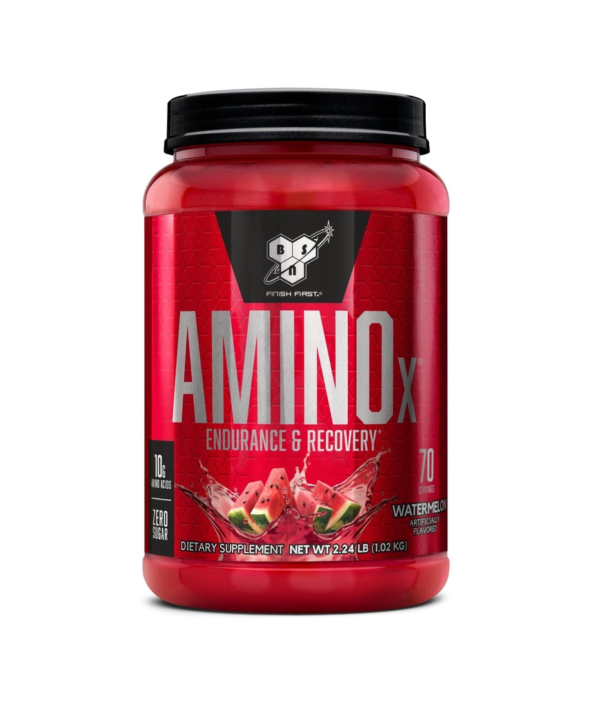 BSN Amino X Muscle Recovery & Endurance Powder, BCAAs, 10 Grams of Amino Acids, Keto Friendly, Sans caféine, Support Endurance, Zéro Sucre, Pastèque, 70 portions, 35.84 Ounce (Emballage May Vary)