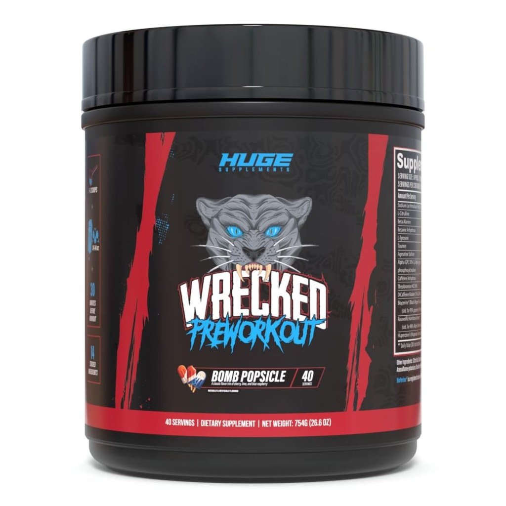 Poudre de pré-entraînement, Formule avancée, Boosts Energy, Focus, Pompes & Performance, 10g L-Citrulline, 6.4g Beta Alanine, 5g Tyrosine, 1g Alpha GPC, 375mg Caféine à action rapide et plus (40 portions)