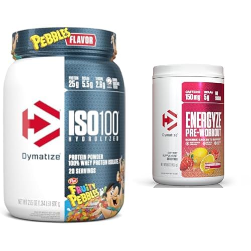 Lot de Dymatize Fruity Pebbles ISO100 Whey Protéine Poudre Isoler et Energyze Fraise Limonade Poudre de pré-entraînement