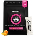 Poudre de pré-entraînement OxyEnergy -Orange, Non Stim 130mg Basse Caféine, Packets en marche avec Beta Alanine, Monohydrate de créatine et Taurine pour les utilisateurs sensibles, les femmes, les séances d'entraînement du soir - 30 portions