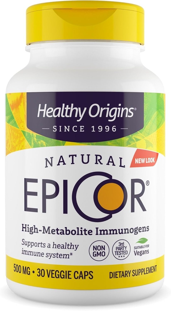 Origines saines EpiCor 500 mg (support immunitaire, sans OGM, sans gluten), 30 gélules
