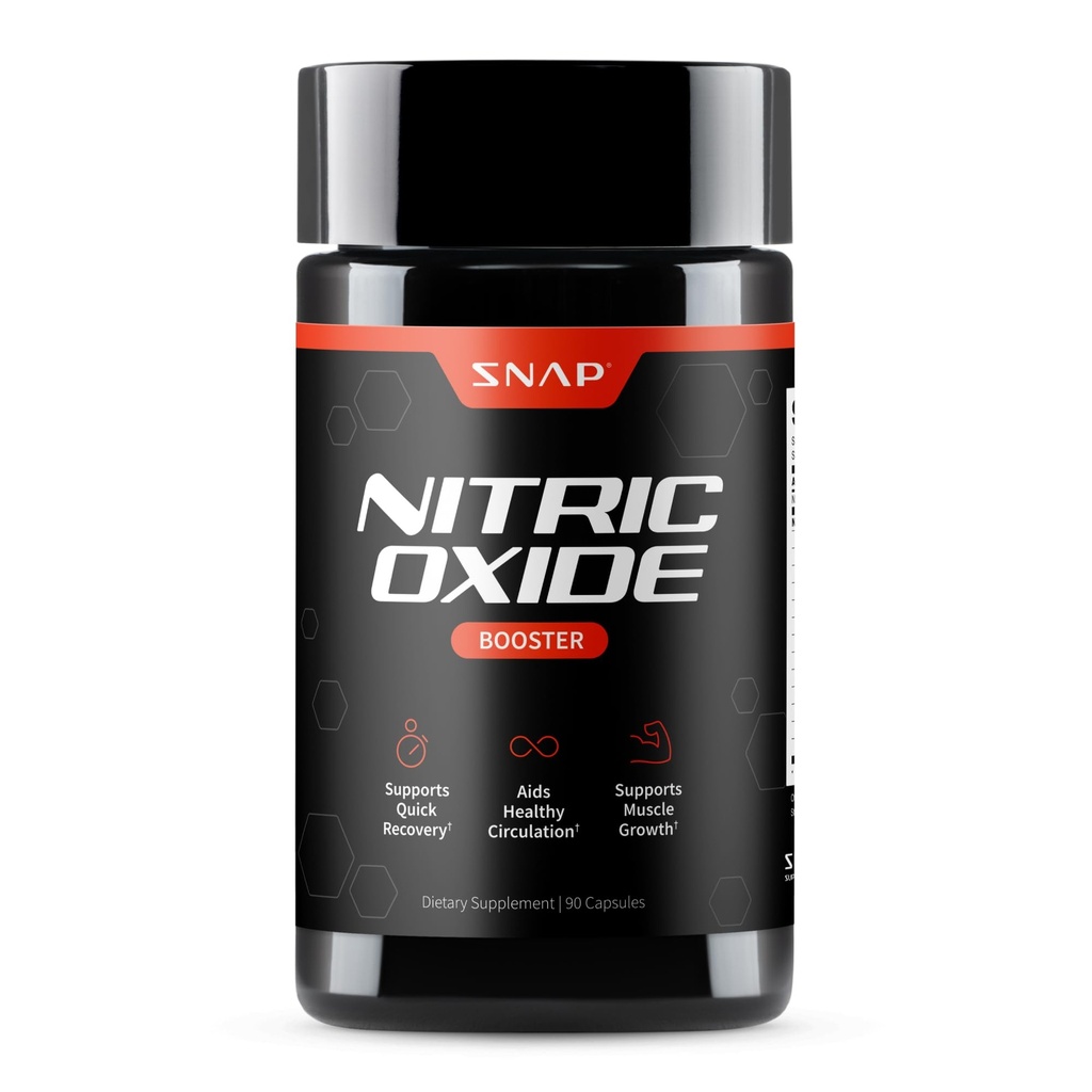 Suppléments Snap Booster à Oxyde Nitrique Préentraînement, Muscle Builder - L Arginine, L Citrulline 1500mg Formule, Tribulus Extrait et Panax Ginseng, Force et Endurance (90 Capsules)