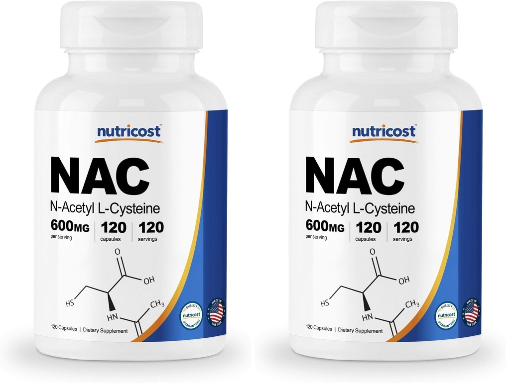 Nutricost N-acétyl L-Cysteine (NAC) 600mg, 120 capsules végétariennes - Non-OGM, sans gluten, capsules végétariennes (paquet de 2)
