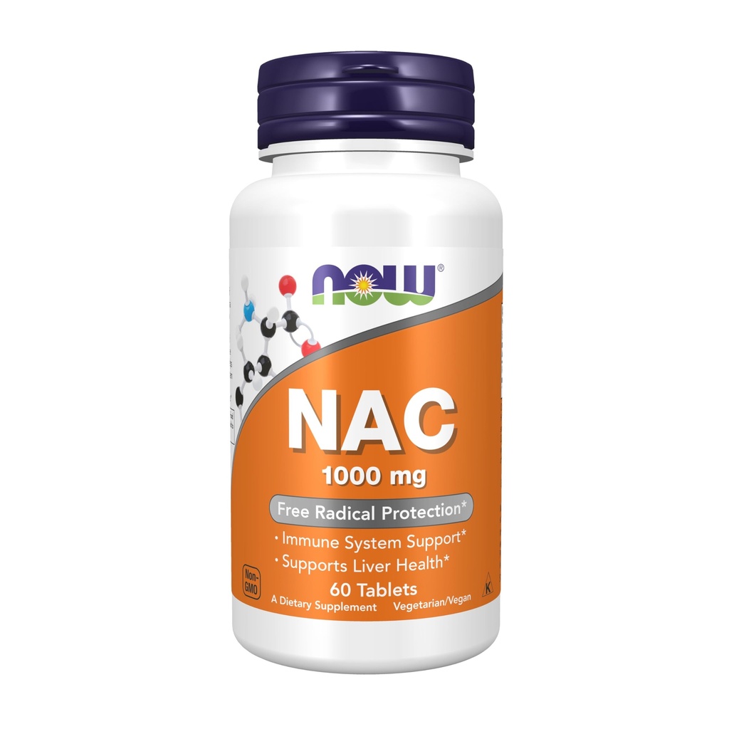 Now Foods Supplements, NAC (N-acétyl-Cysteine) 1 000 mg, protection radicale libre*, 60 comprimés