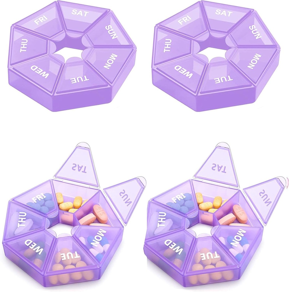 Organisateur hebdomadaire Grande boîte à pilules de 7 jours Organisateur Daily Medicine Case for Vitamine Fish Oil Pills Suppléments Arthrite Friendly