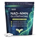 NMN + supplément L-Glutathion – support NAD+, énergie mitochondriale et défense antioxydante avec CoQ10, NAC, PQQ et acide lipoïque alpha – 120 capsules. Boîte de recharge