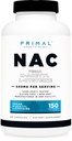 Primal N-acétyl L-Cysteine (NAC) 600mg, 150 Capsules - Supplément végétal N-acétyl L-Cysteine, sans OGM, sans gluten