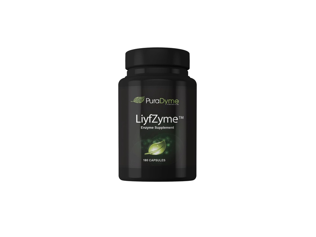 Supplément enzymatique digestif à base végétale LiyfZyme - 180 capsules de légumes. PuraDyme Par Lou Cornoa.
