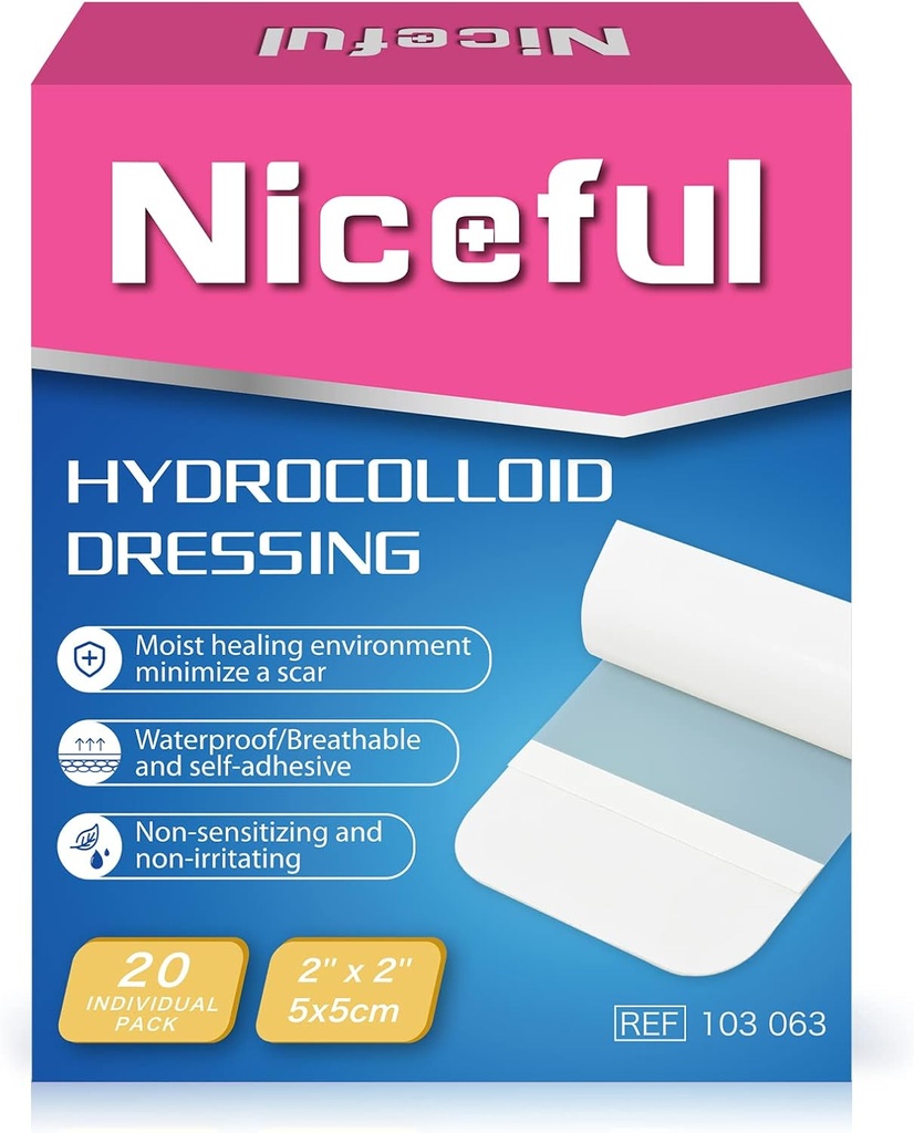 20 Nombre de bandes hydrocolloïdes 2" x 2", habillage de la plaie Petits bandes de gel hydrocolloïdes pour les plaies, lit de guérison des plaies