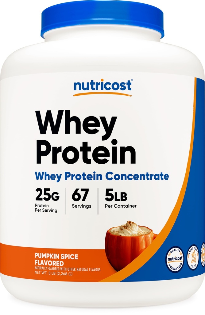 Nutricost Whey Protein Concentrate Powder (Pumpkin Spice) 5 LB - 25g de protéines, sans OGM, sans gluten, 67 portions