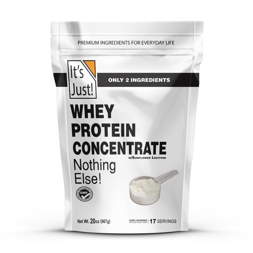 C'est juste ! - 100% Whey Protein Concentrate, GLP-1 Friendly, Fabriqué aux États-Unis, Pas d'hormones RBST/rBGH, Premium WPC-80, Pas d'arômes ajoutés ou d'édulcorants artificiels (1,25 livre, non aromatisé)