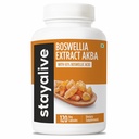 STAY ALIVE Boswellia Serrata Capsules d'extrait 1000mg avec AKBA et 65% d'acide boswellique, 12:1 Poudre d'extrait de résine, 120 Compte pour 2 mois d'approvisionnement, Supplément Boswellia sans OGM et sans gluten