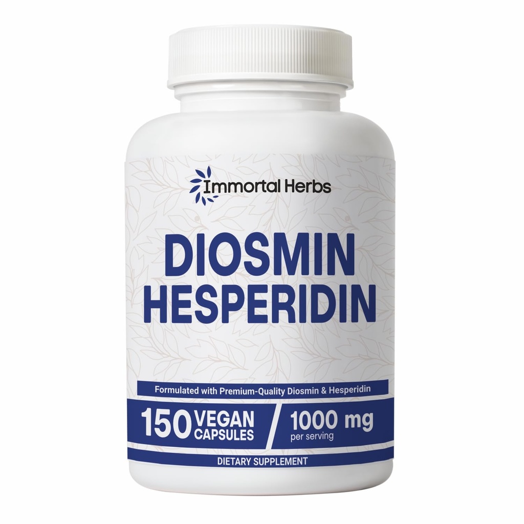 Diosmin Hespéridin 1000mg Complexe, 150 Capsules, Citrus Bioflavonoïdes Extrait de fruits riches, 100% végétarien, Sans OGM et sans gluten Diosmin supplément avec la force maximale