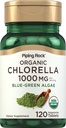 Piping Rock Chlorella de 1000mg de 120 comprimés d'algues bleues et vertes d'un mur de cellules cassé biologique d'un OGM, supplément sans gluten
