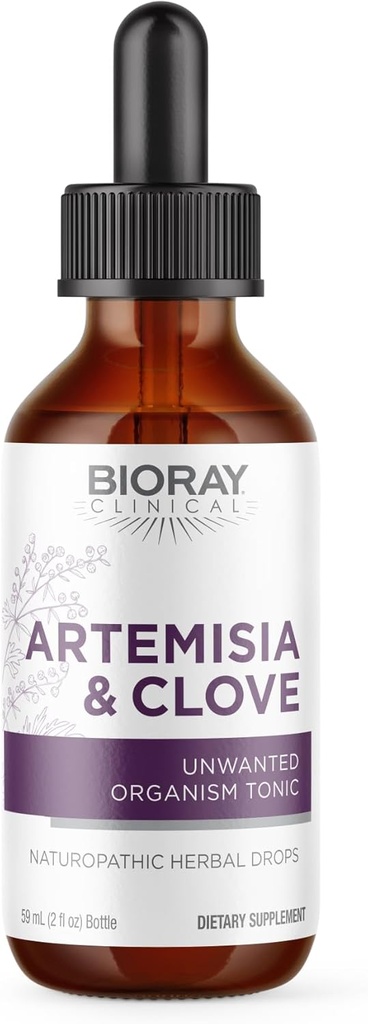 BIORAY Professional Artemisia & Clove - 2 fl oz - Enlèvement d'organisme non désiré avec des champignons médicinaux - Non-OGM, Végétarien, Sans gluten