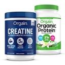 Poudre monohydratée d'orgaine de créatine 17.64 Oz (100 portions) et poudre végétale de protéines de fèves de vanille 2,03 lb - Protéines végétales et soutien musculaire