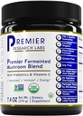 Premier Laboratoires de recherche Premier Mélange de champignons fermentés - Reishi Poudre de champignons, Extrait de champignons pour boissons, Café, Complexe de champignons avec la queue de dinde, Cordyceps pour la santé immunitaire et Gut - 7,4 oz