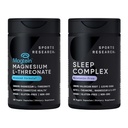 Sports Research® Sleep Pack - Magnesium L-Threonate Capsules 2000mg - High-Absorption Magtein for Enhanced Brain Health, Memory, Focus & Restful Sleep Support + Sleep Complex - Melatonin-Free