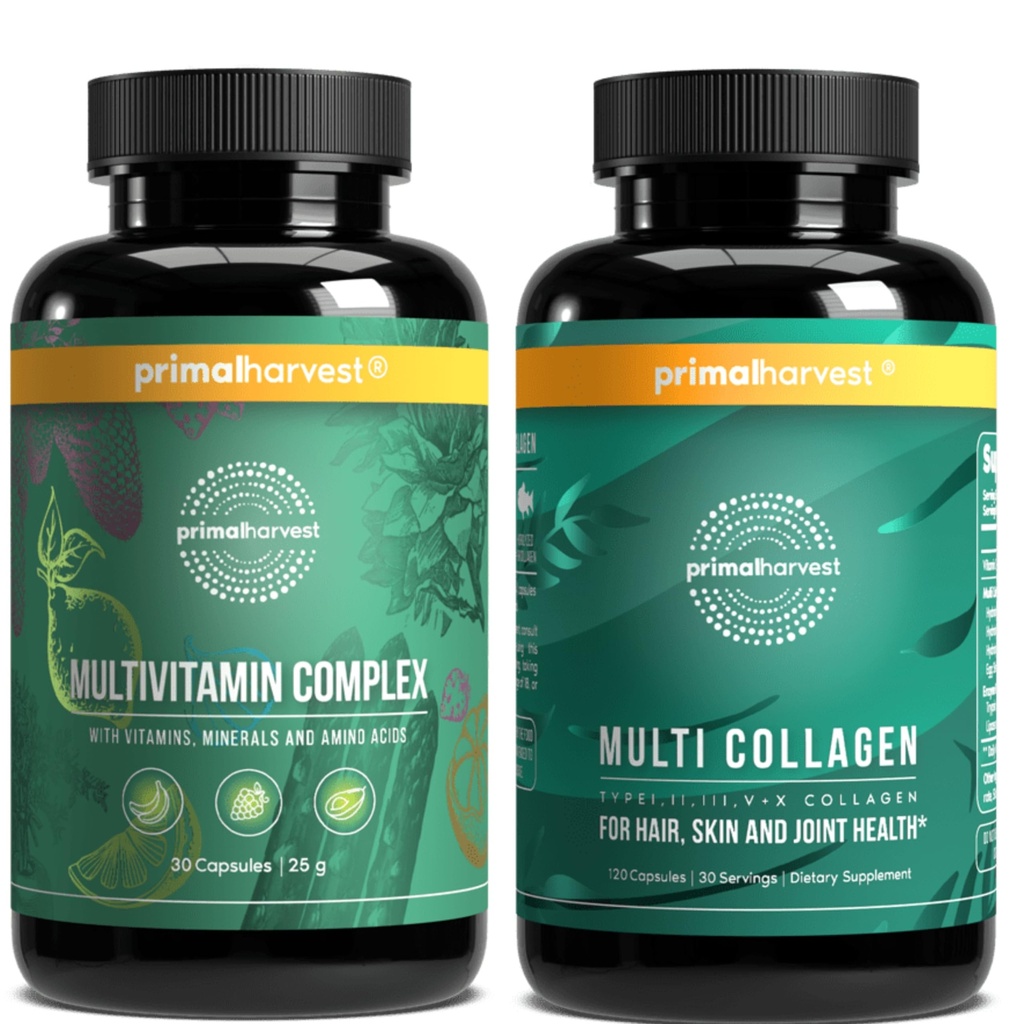 Compléments de multivitamines et de collagène pour les femmes et les hommes Capsules multivitamines et pilules de peptides de collagène
