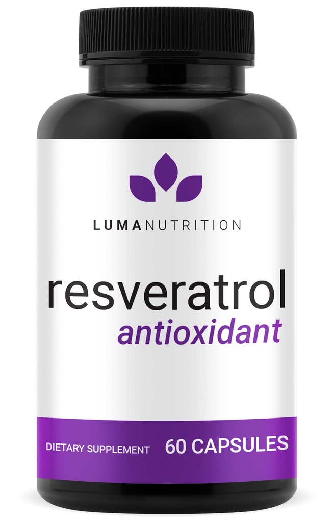Luma Nutrition High Purity Resveratrol Supplement - 98% Trans-Resveratrol - Antioxidant - Resveratrol Capsules - Vegan & Gluten-Free - 60 Capsules