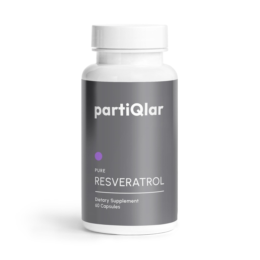partiQlar Trans-Resveratrol 500mg - High Purity Resveratrol Supplement for Anti-Aging, Heart Health & Cellular Energy - Powerful Antioxidant & NAD+ Booster - 60 Veggie Capsules