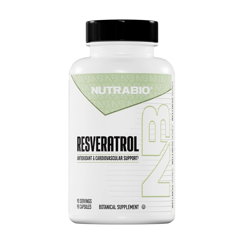 NutraBio 98% Pure Resveratrol Supplement 500mg - Standardized to 490mg Trans Resveratrol, Heart Health and Antioxidant Defense - 90 Capsules