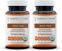 Secrets of the Tribe Wild Yam Capsules 1000 mg Responsiblely Farmed USDA Organic Wild Yam (Dioscorea Villosa) Racine séchée, supplément de soutien à l'hormone (2x60 capsules)