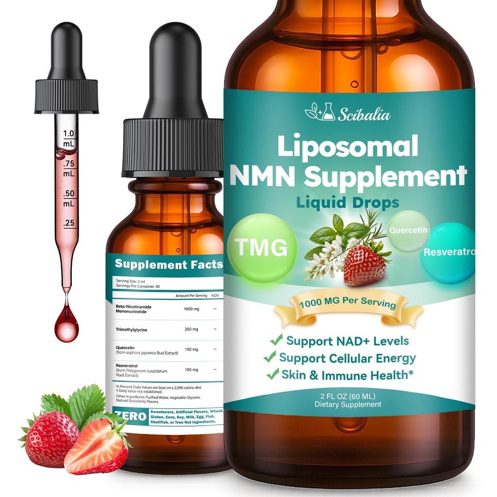 NMN Supplement Liquid Drops,4-in-1 NMN Beta 1000mg