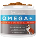PawMedica Omega 3 pour les chiens, la peau de chien et le supplément de manteau avec l'huile de poisson Love aide avec la peau sèche de chien, Omega 3 6 9 Vitamine Chews pour les allergies de chien