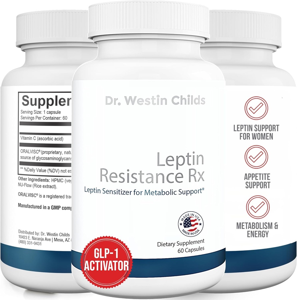 Dr. Westin Childs-Leptine Resistance Rx – Supplément de soutien Leptin Sensitizer naturel pour les femmes pour la thyroïde, la santé métabolique, la vitalité, l'énergie, Focus avec les glycosaminoglycanes, vitamine C - 60 ct