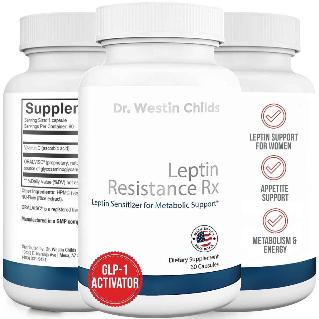 Dr. Westin Childs-Leptine Resistance Rx – Supplément de soutien Leptin Sensitizer naturel pour les femmes pour la thyroïde, la santé métabolique, la vitalité, l'énergie, Focus avec les glycosaminoglycanes, vitamine C - 60 ct