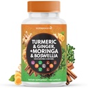 Supplément Turmeric Moringa de Ginger, Boswellia, Safran, Saint Basilic- Supplément de soutien conjoint pour les femmes et les hommes avec Ceylan Cinnamon, Quercetin, Tart Cherry- 120 comte