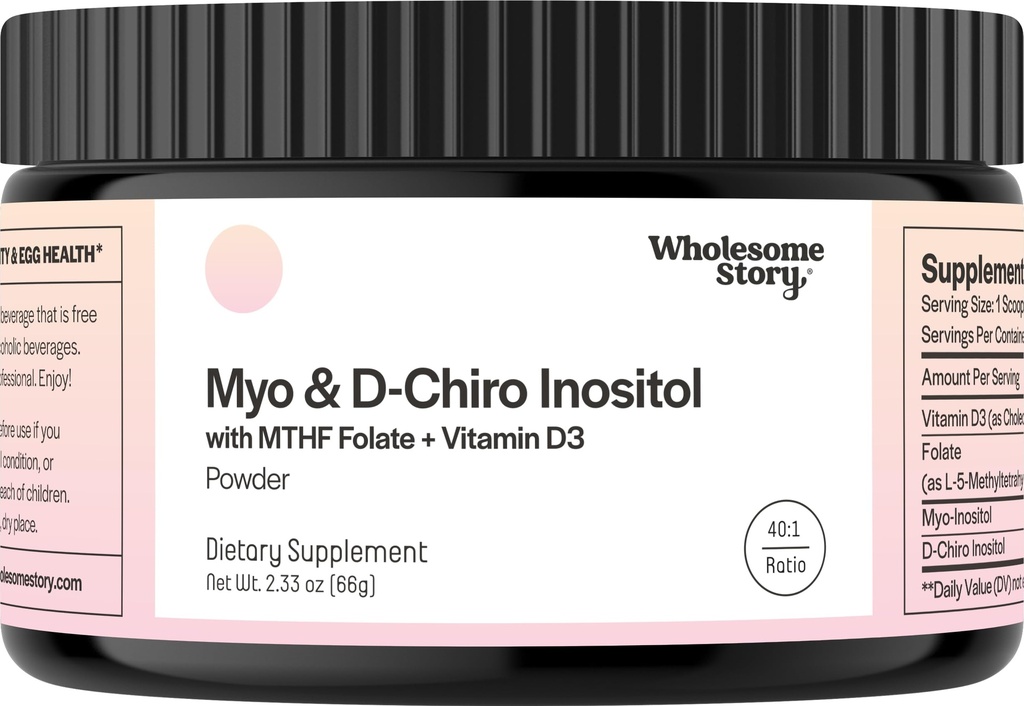 Inositol Supplement Powder with MTHF Folate + Vitamin D3 | Myo-Inositol & D-Chiro Inositol | Hormonal Balance & Healthy Ovarian Support | Vitamin B8 | Alternative to Inositol Capsules | 30 Servings