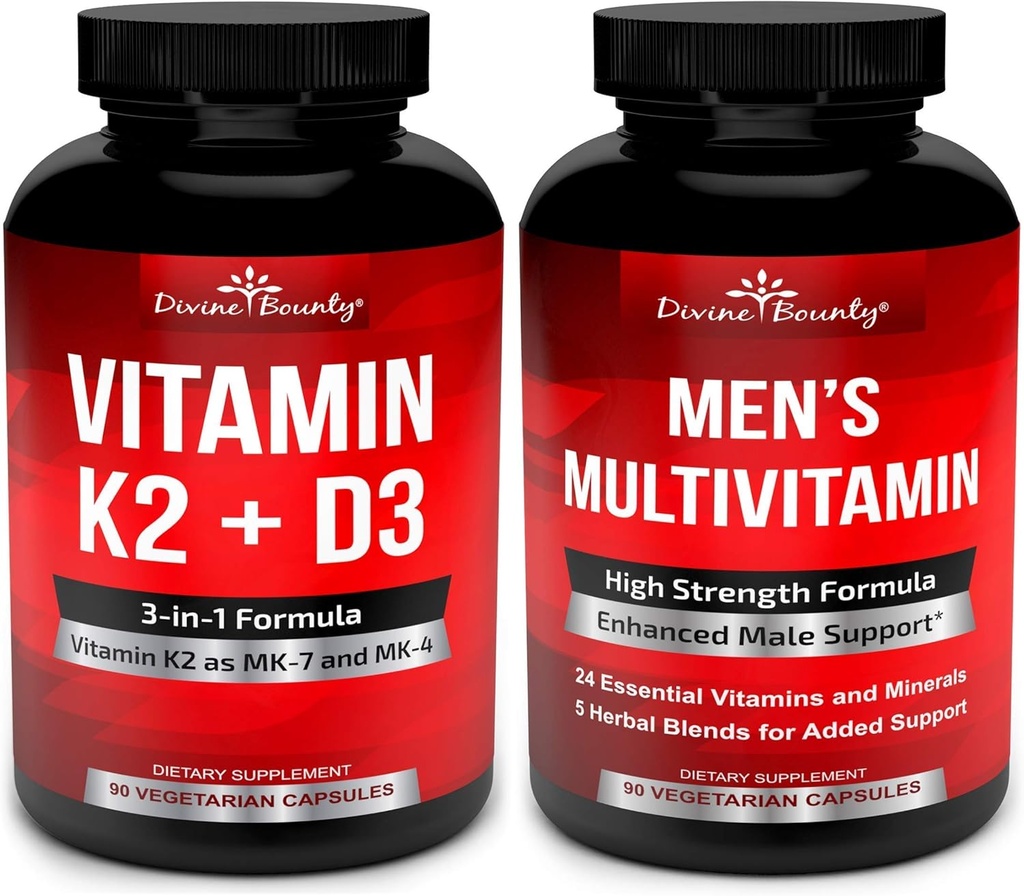 Divine Bounty Vitamine K2 avec D3 & Multivitamine pour hommes