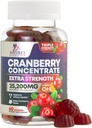 Cranberry Gummies 50:1 Cranberry Extract - Urinary Tract Support Made with 25,000mg, Helps Cleanse & Protect, Cran Berry Gummy Supplement + Vitamin C, Chewable Cran Pills for Women - 60 Gummies