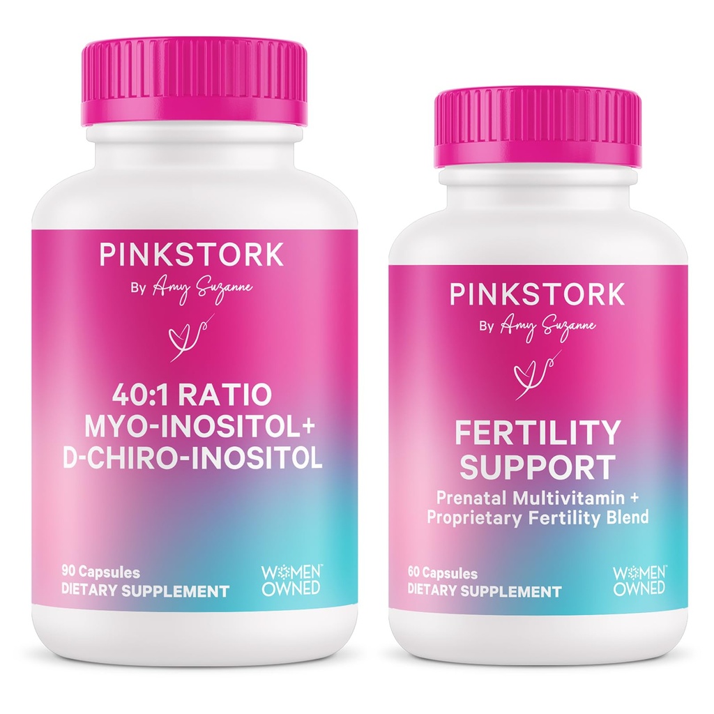 Pink Stork Fertility Supplements for Women | Myo-Inositol & D-Chiro Inositol 40:1 Ratio & Fertility Support with Vitex, Ashwagandha & Preconception Vitamins | Ovulation & Hormone Balance