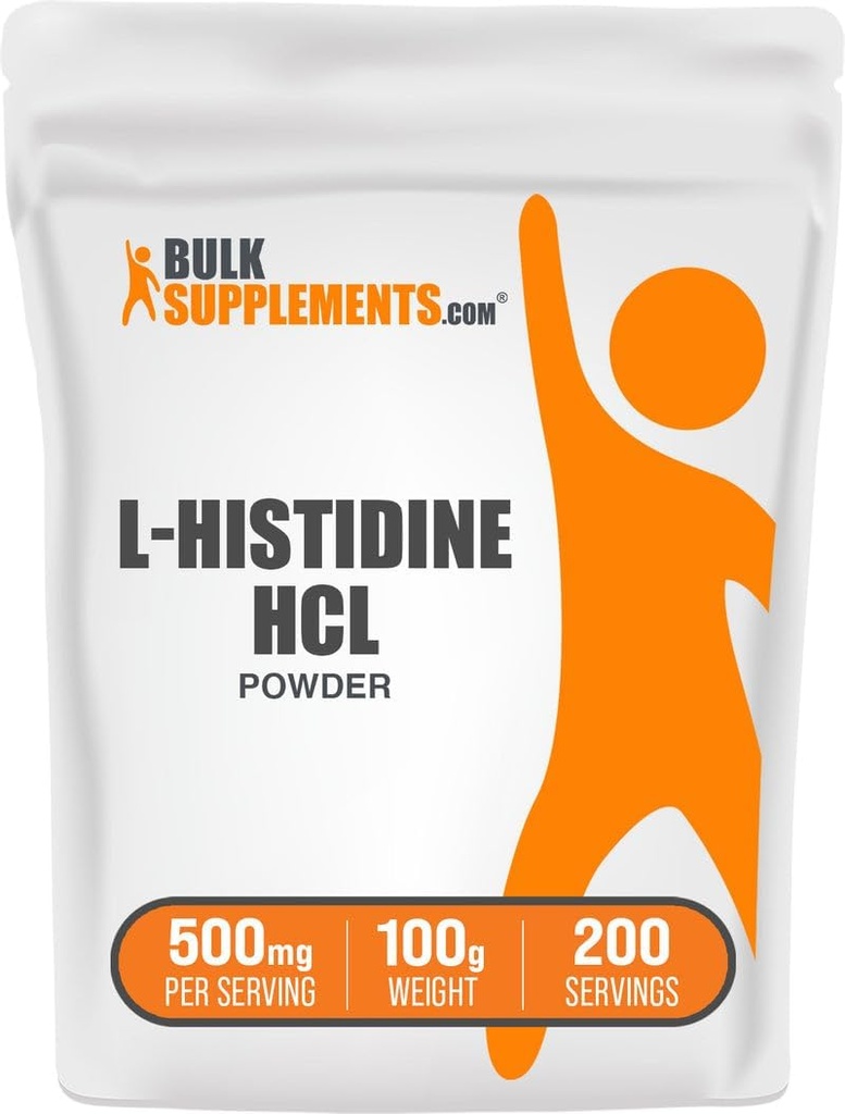 BulkSupplements.com L-Histidine HCl Powder - L-Histidine Supplement - Essential Amino Acid, Gluten Free, 500mg per Serving, 100g (3.5 oz) (Pack of 1)