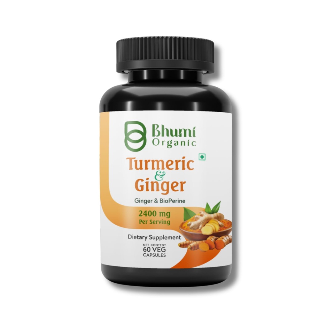 Turmeric Curcumin + Ginger 2400 mg - Ultra High Curcuminoids 2100 mg - Organic Turmeric Extract + Organic Ginger - Extra Strength & Absorption - Vegan, Non-GMO - 90 Count[30-Day Supply]
