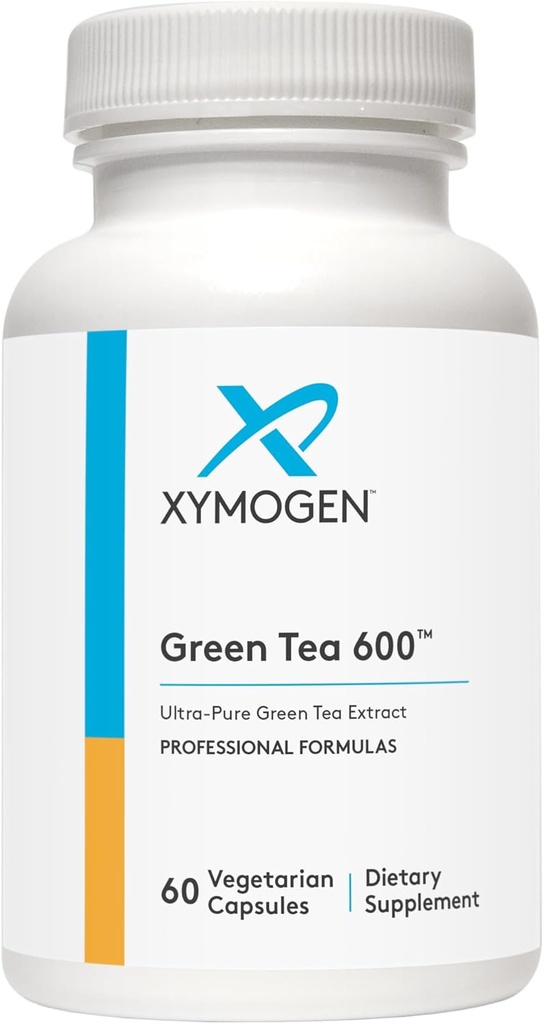 XYMOGEN Green Tea 600 - Capsules d'extrait de thé vert ultra pur - Supplément de soutien immunitaire - Soutiens Santé cardiaque + Santé cérébrale - Sans gluten, végétalien, non OGM (60 capsules)
