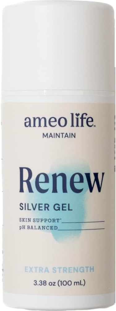 Ameo Life Extra Strength Gel d'argent colloïdal 35 ppm - pH équilibré, gel d'argent structuré pour une peau saine, coupures mineures, scorpes et brûlures - soins naturels de la peau pour rajeunissement (100ml)